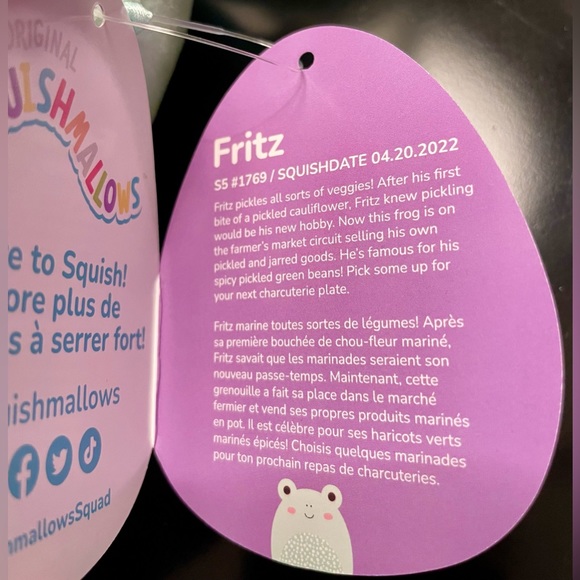 Squishmallow Fritz the Frog 5” Green Plush Gift Flower Pattern - Picture 6 of 6